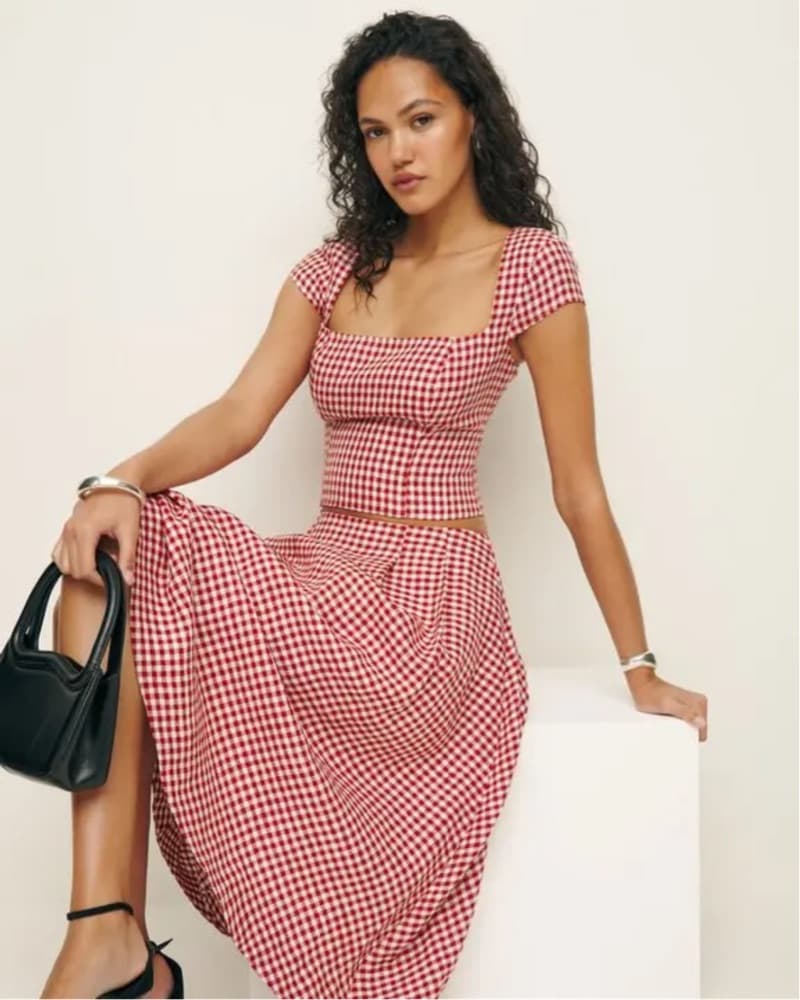 Reformation Red Gingham Set - SKIRT ONLY - Image 2