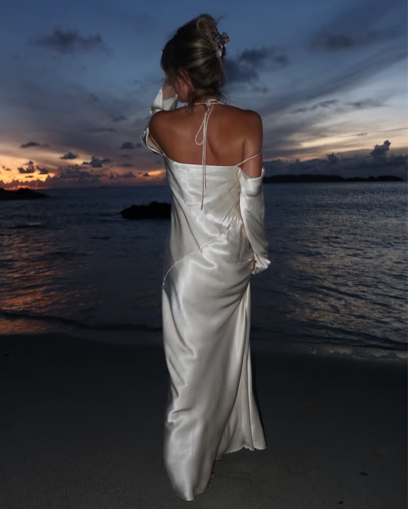 LA LUNE OFF SHOULDER TIE MAXI DRESS - Image 3