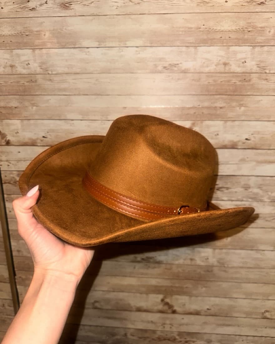 Brown Cowboy Hat With Belt Embellishment - Image 1