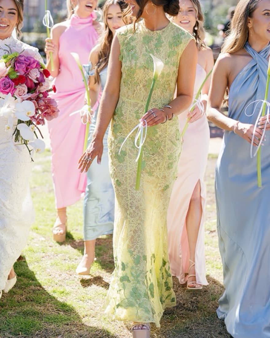 ASOS Yellow And Green Lace Dress - Image 1