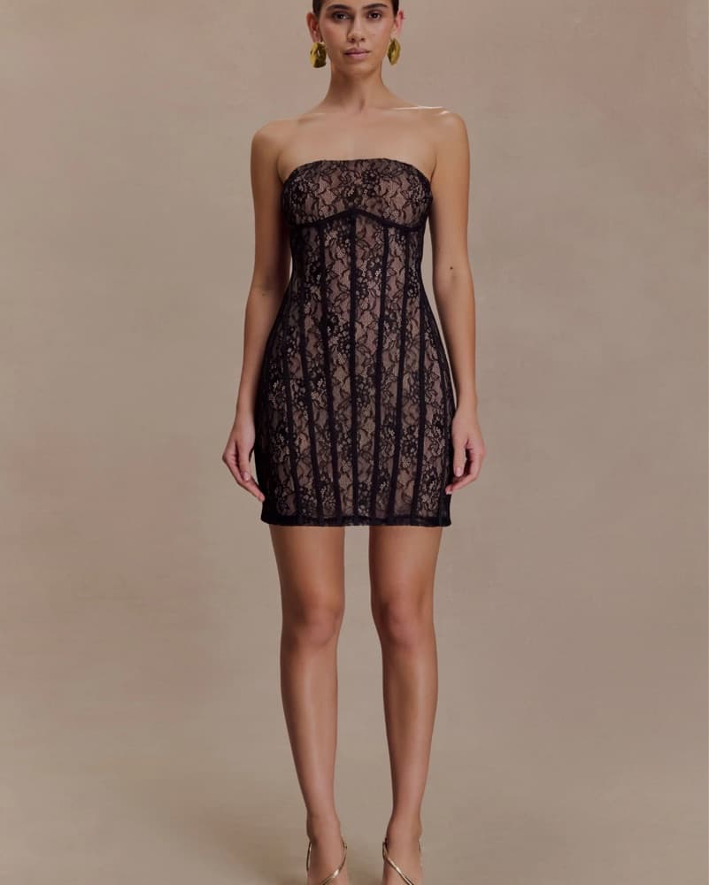 Meshki Jeannette Black Lace Dress - Image 3