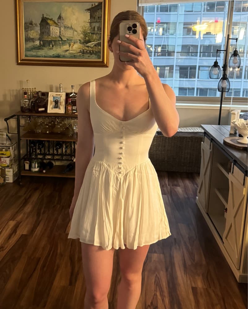 Reformation White Mini Dress - Image 3