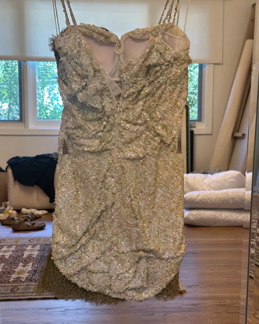 Green Sequined & Laced Dress  - Image 4