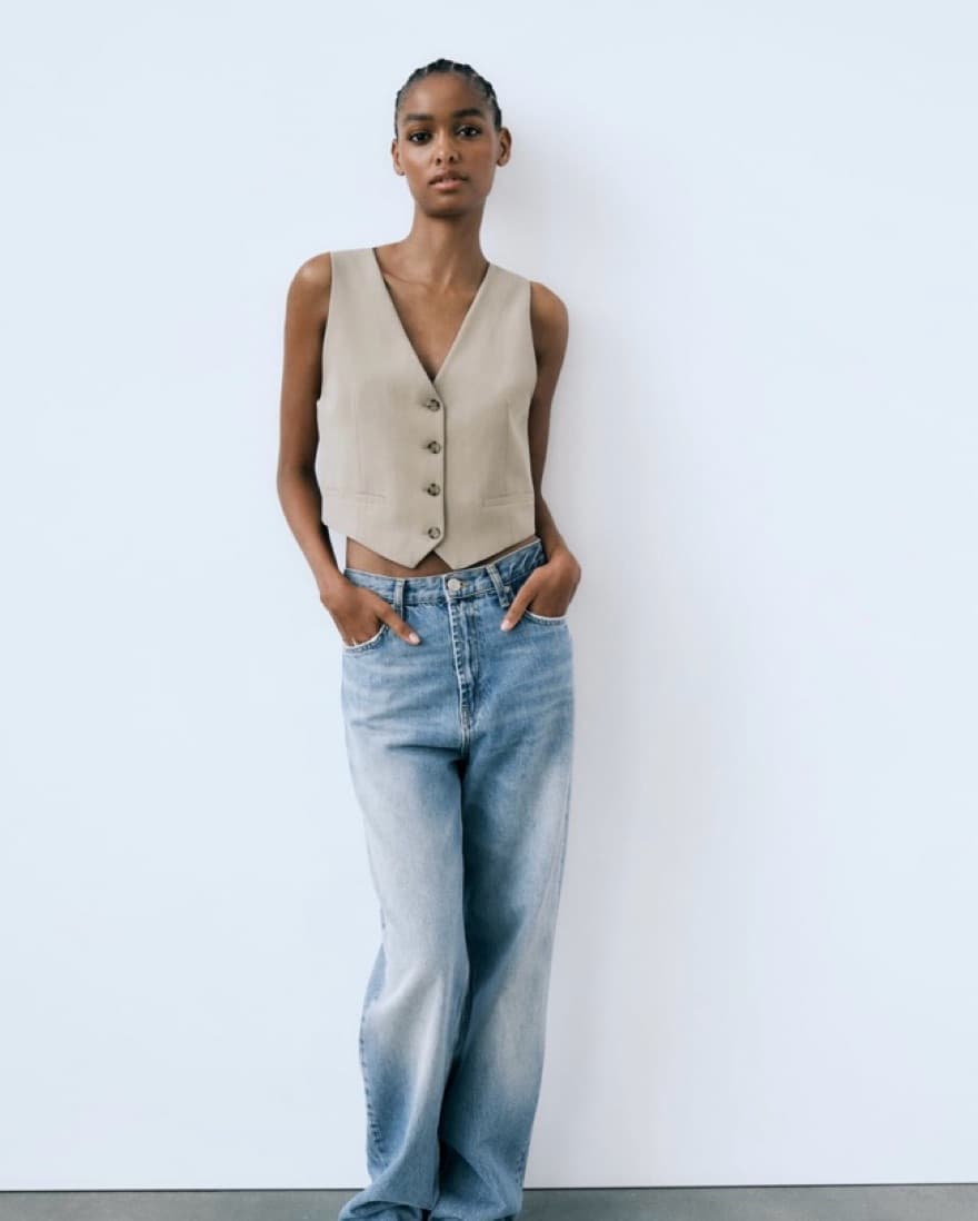 Zara Linen Blend Vest - Image 1