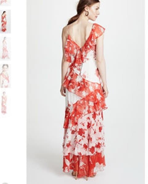 Alice + Olivia Red Ruffle Floral Dress - Image 3