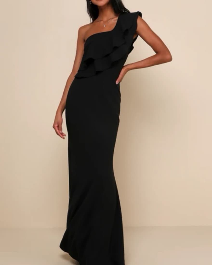 Black Lulus One Shoulder Dress  - Image 1