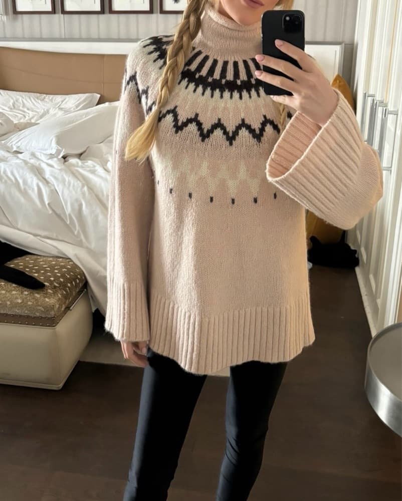 Cozy Nordic Knit Sweater Tunic - Image 1