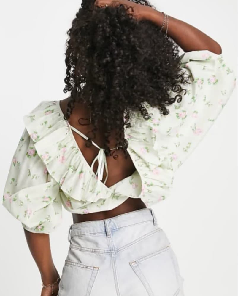 ASOS DESIGN cottage neck top with frill - Image 1