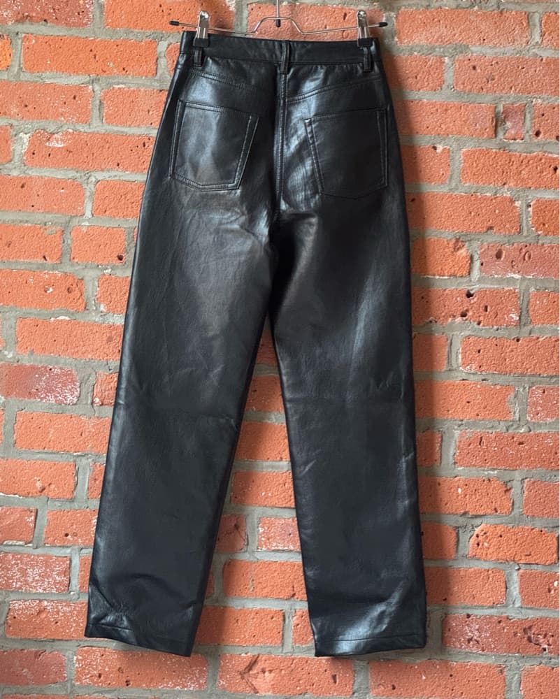 Aritzia Black Straight Leg Faux Leather - Image 2