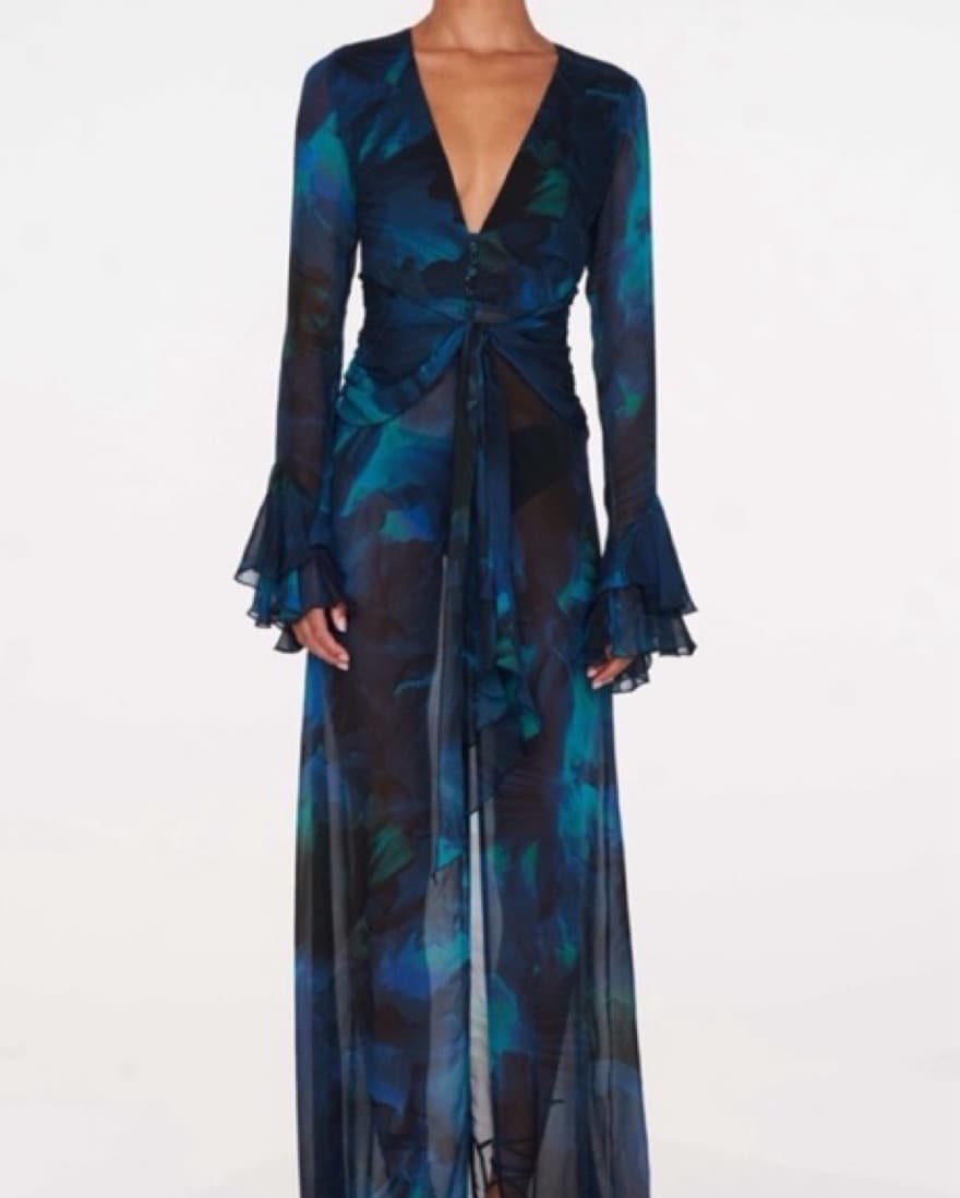 Rat And Boa Watercolor Macxi Dress  - Image 1
