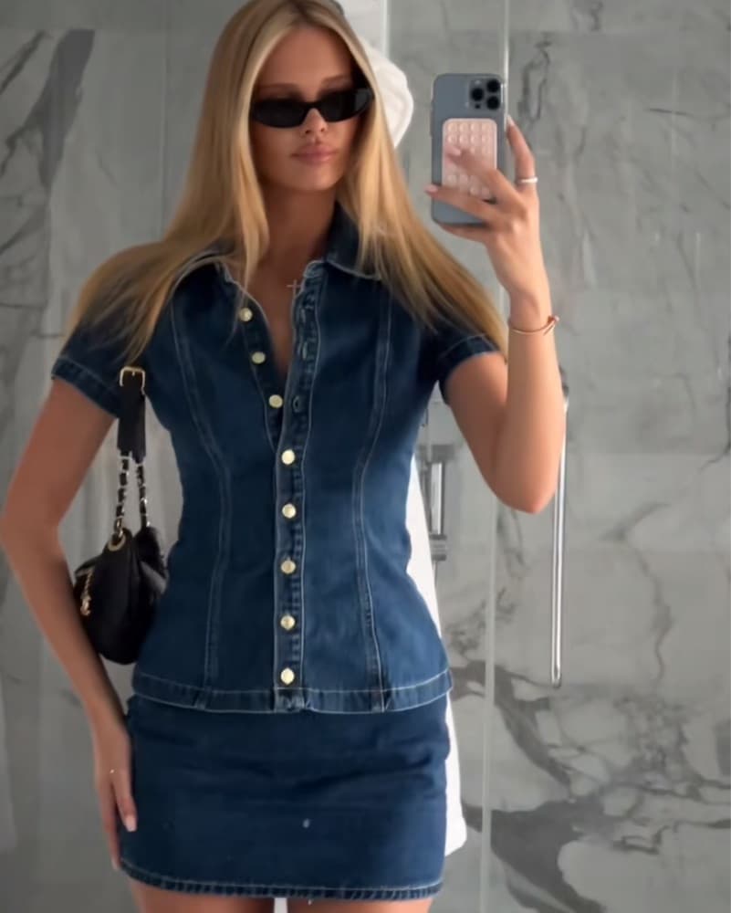 Meshki Denim Set Skirt And Top  - Image 5
