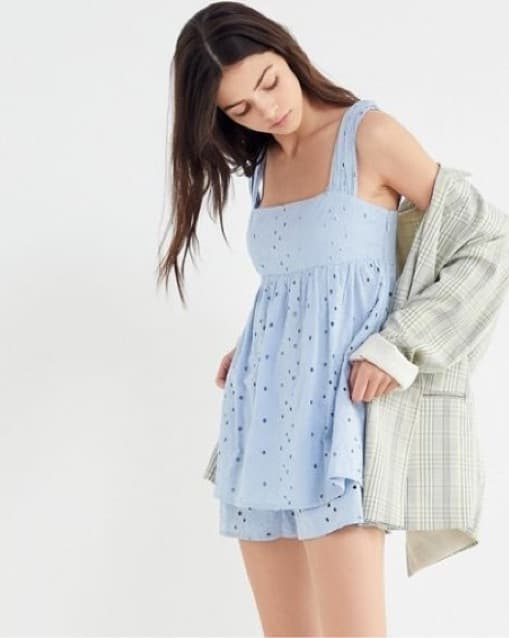 Eyelet Mini Dress - Image 1