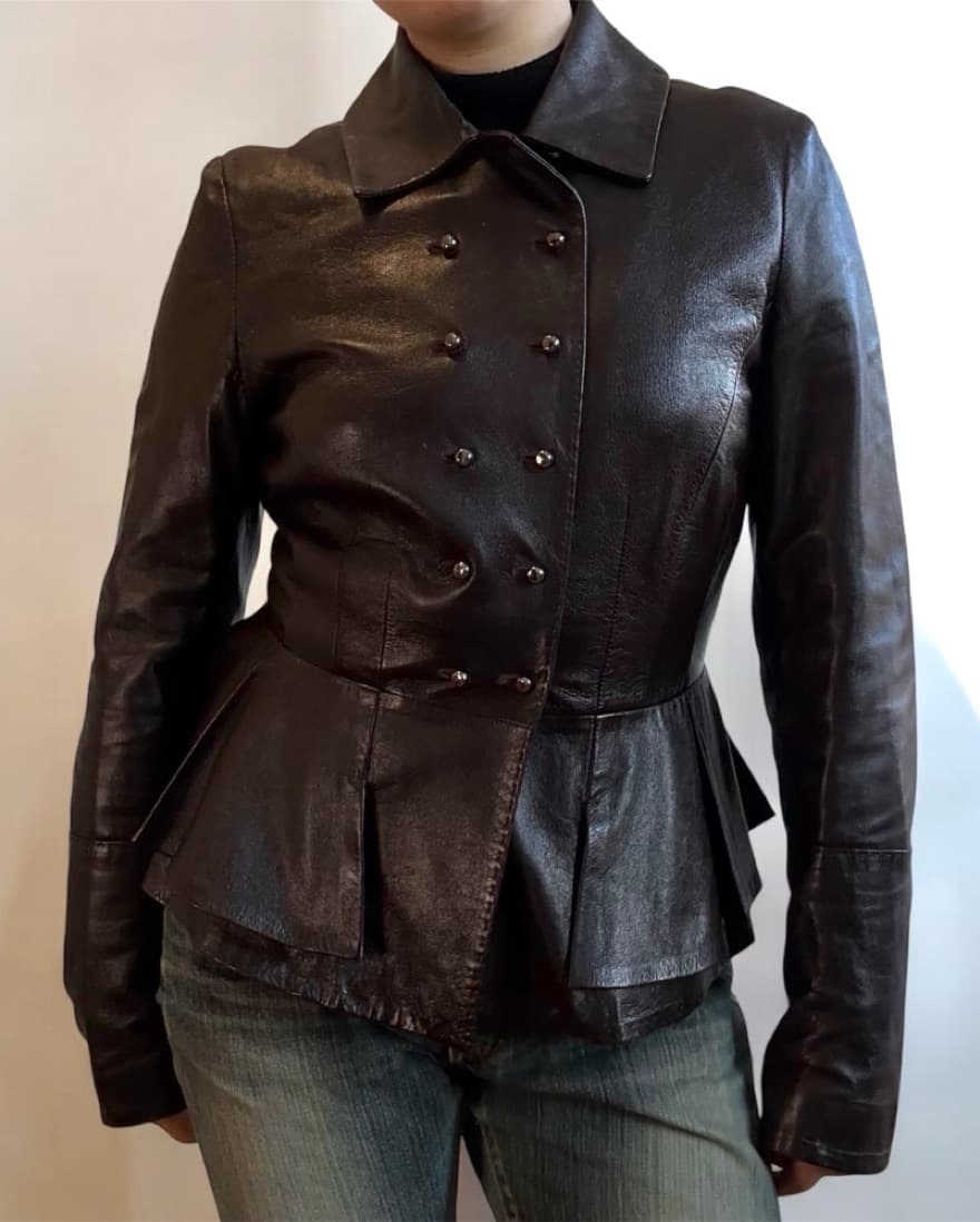 Brown Sportmax leather jacket (XS-S) - Image 1