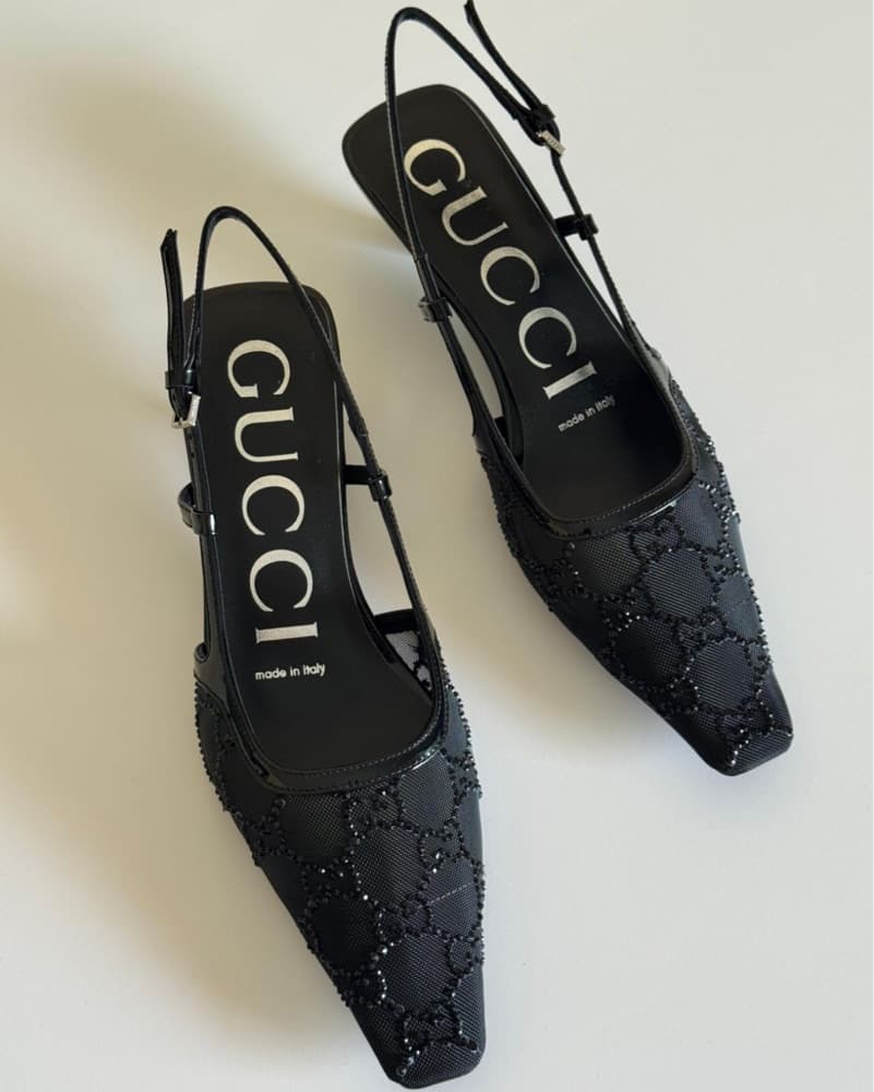 Gucci GG Crystal Slingback Heel - Image 1
