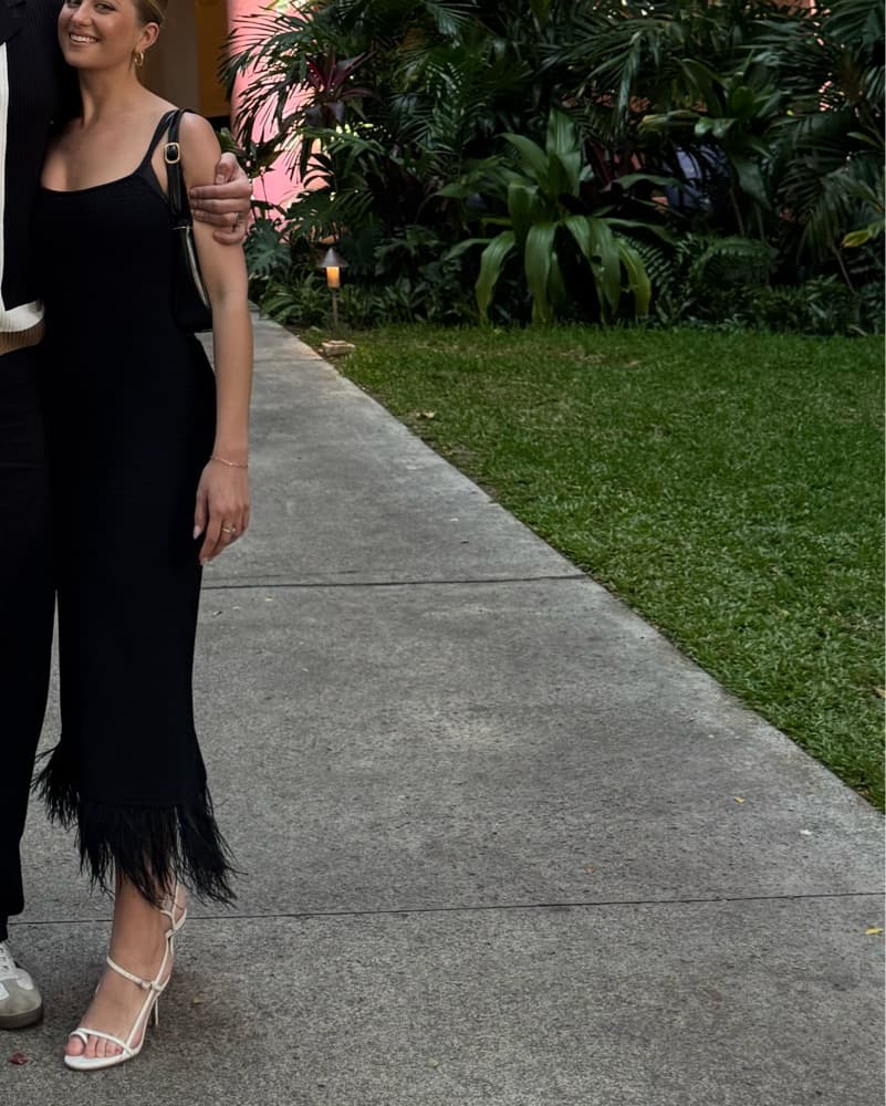 Frame Black Dress With Feathers  - Image 2