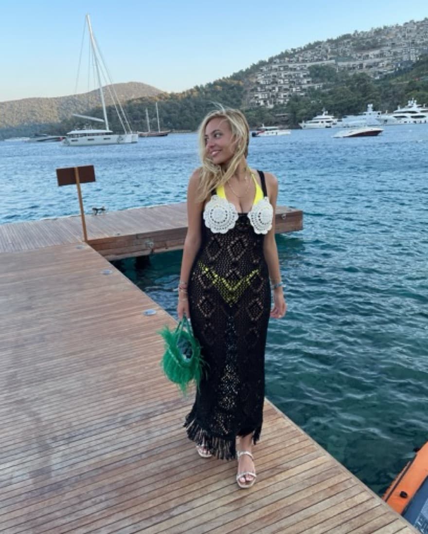Black Crochet Fringed Dress - Image 3