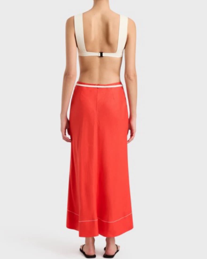 Bondi Born Red Bias Cut Midi Skirt - Image 3