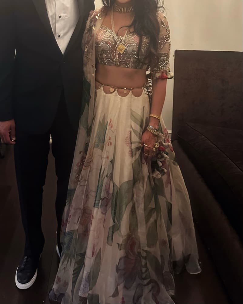 Stunning Floral Printed Lehenga with Embellished Choli - Image 1
