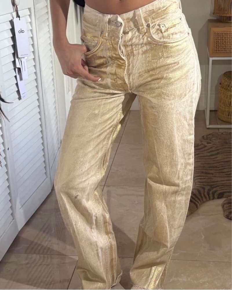 Gold Low Rise Jeans - Image 1