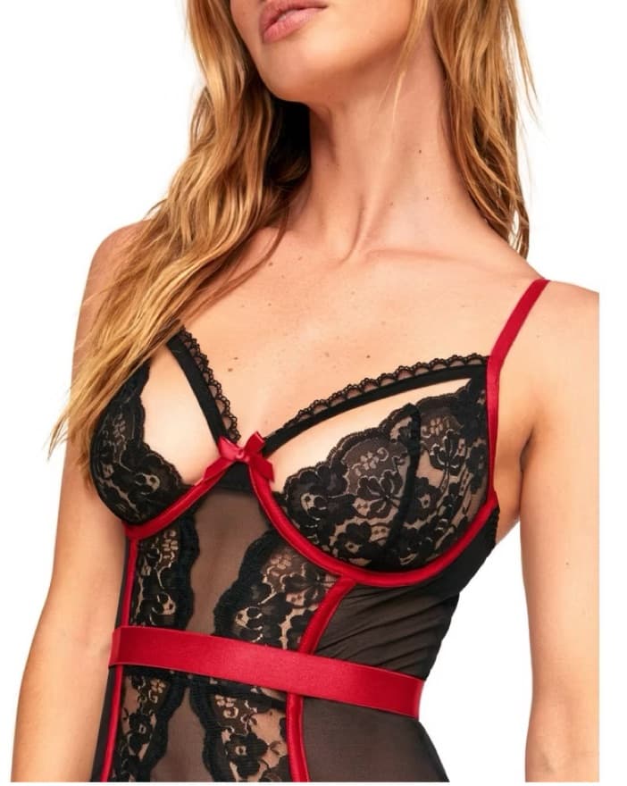 Red And Black Corset Top  - Image 1