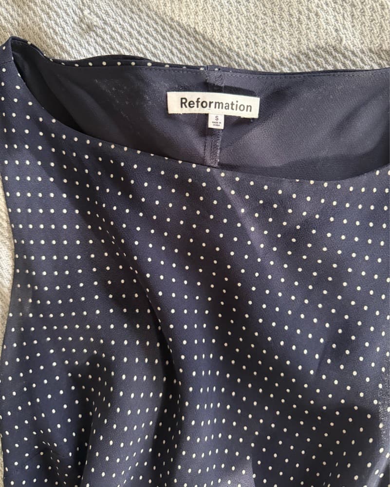 Classic Navy Polka Dot Midi Slip Dress  - Image 2