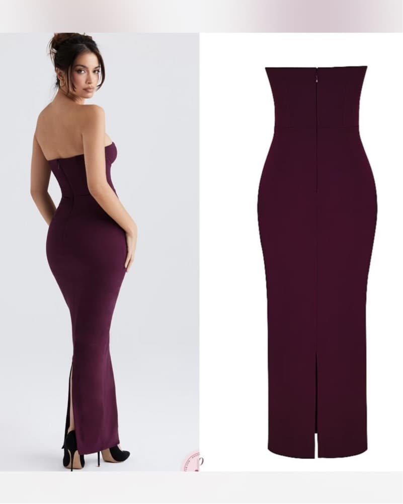 house of CB Plum Strapless Maxi Dress - Image 3