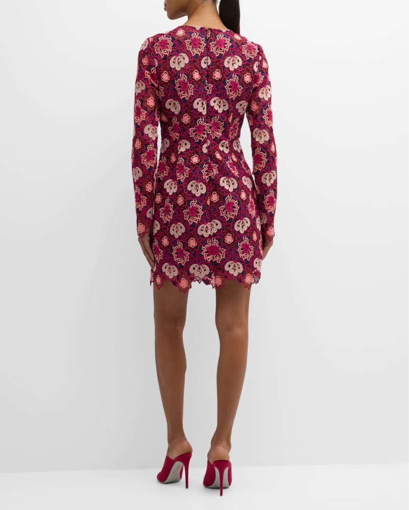 Milly Floral Crochet Dress Long Sleeve  - Image 3