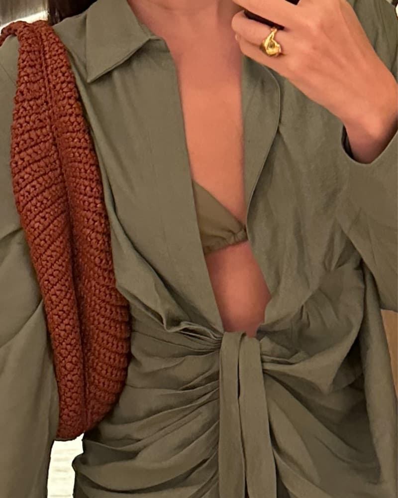 Jacquemus Draped Green Midi Dress - Image 2