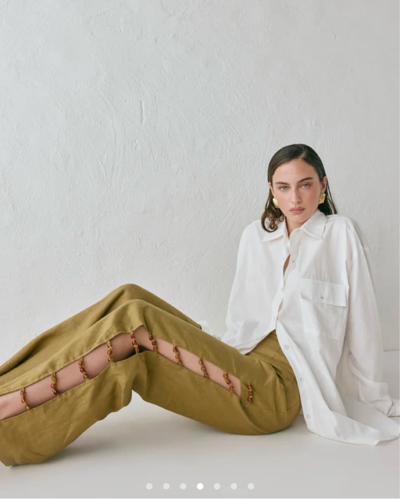 Vrg Grl Tia Linen Pants In Olive  - Image 1