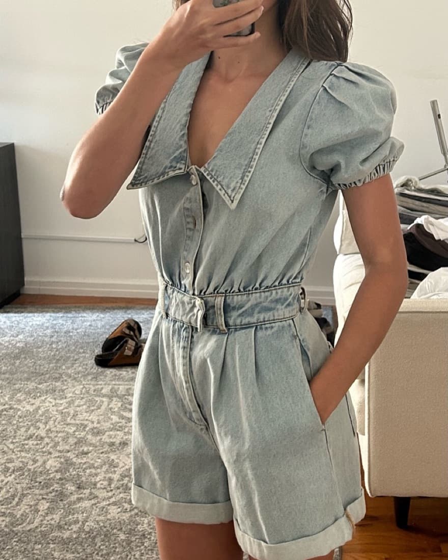 We Wore What Denim Romper - Image 1