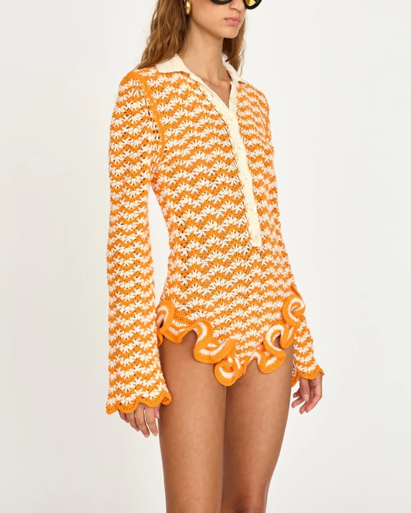 Eliou Beleza Romper Orange Crochet - Image 4