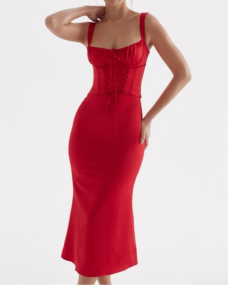 House of CB Valencia Red Midi Dress - Image 4