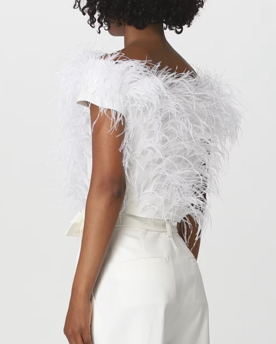 Cult Gaia White Feather Top - Image 2