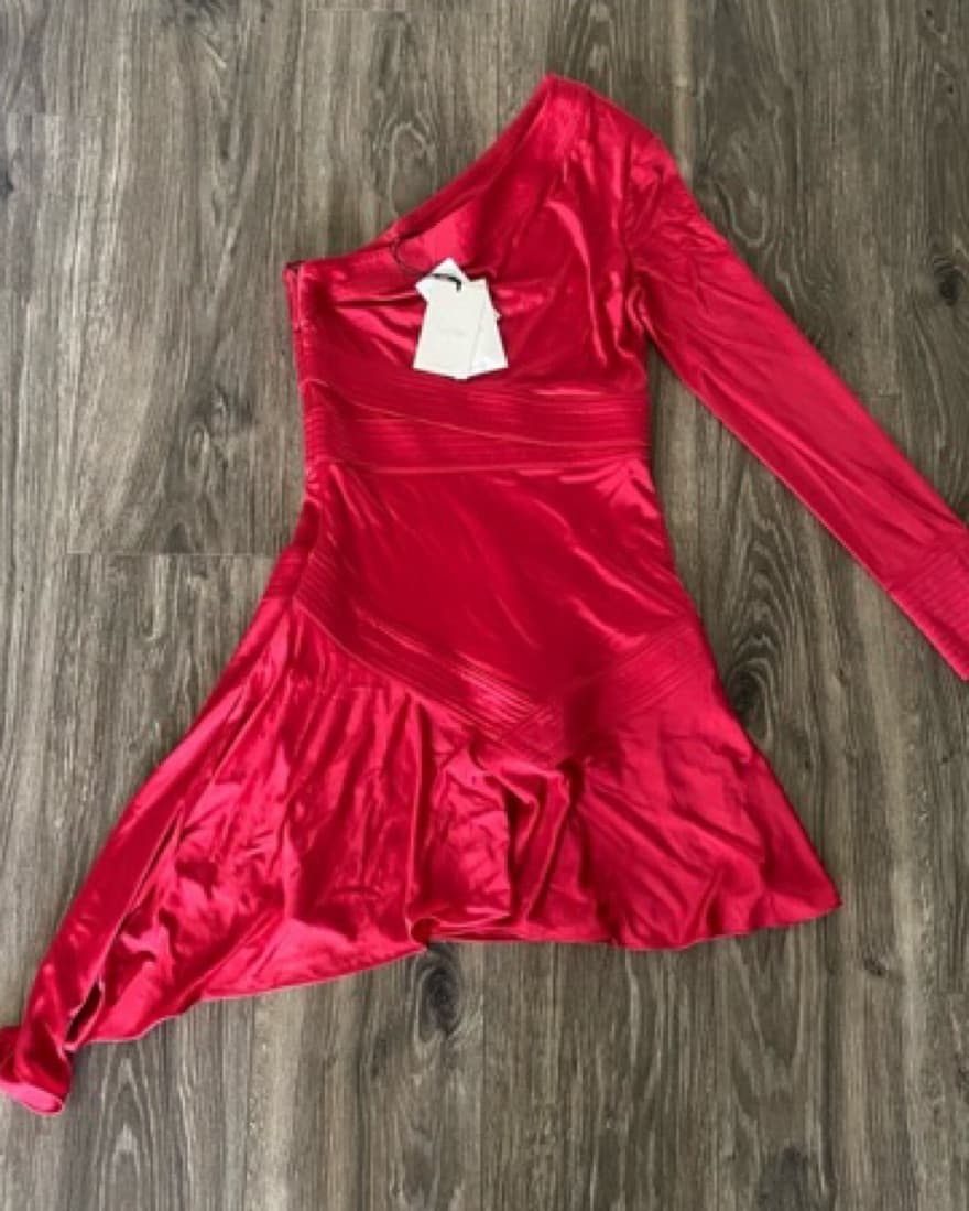 Alexis Asymmetrical Red Cocktail Dress - Image 2
