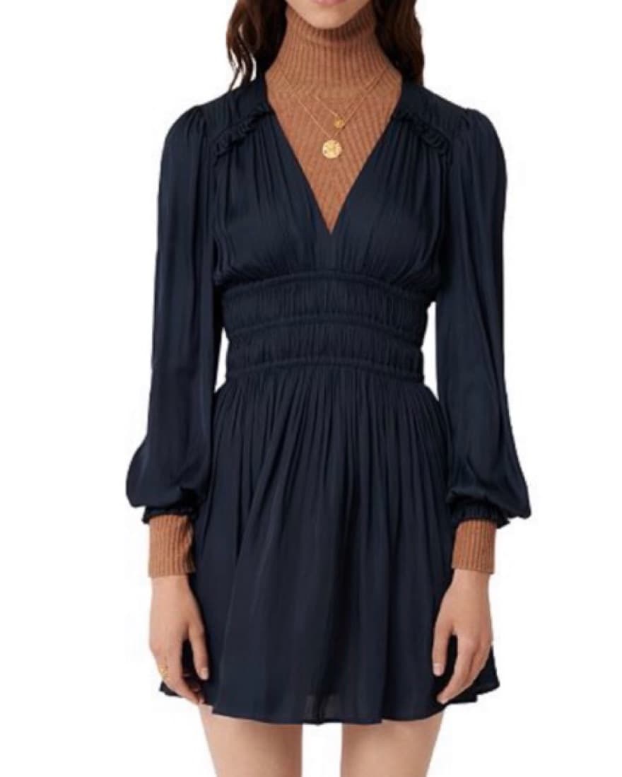 maje navy silk riana dress - Image 1