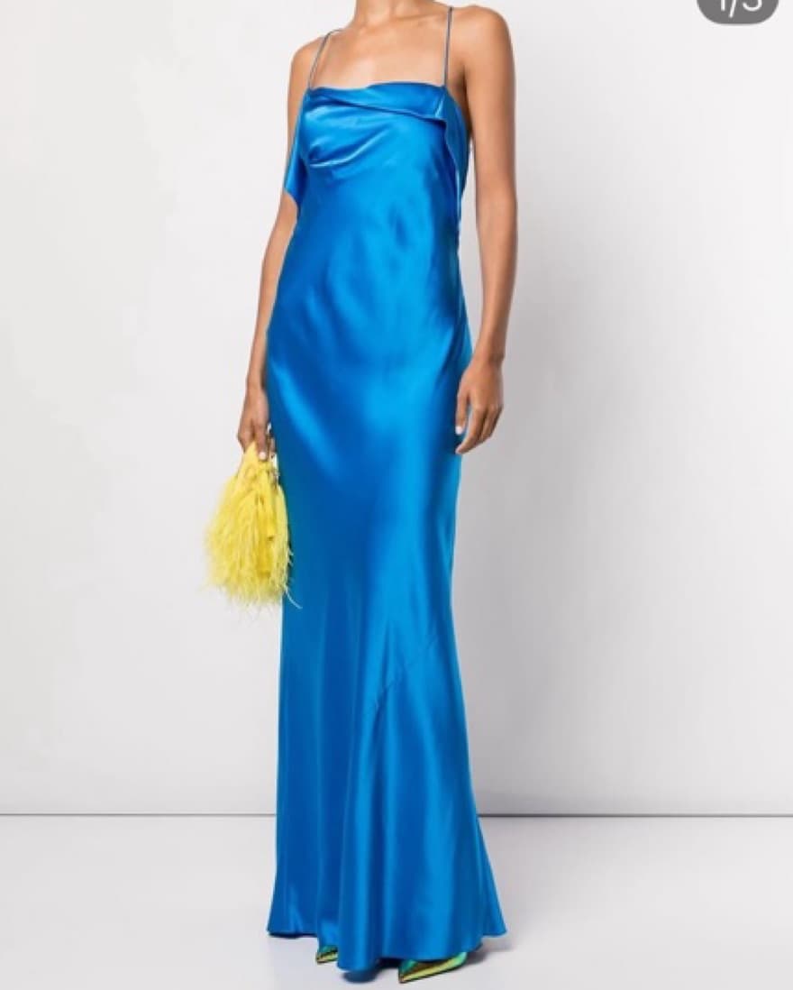 Vibrant Blue Satin Gown - Image 1