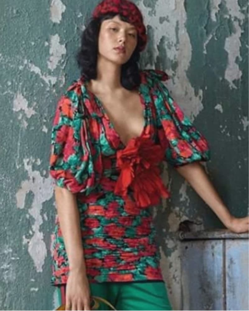 $4850 Gucci Runway Floral Red Dress - Image 6