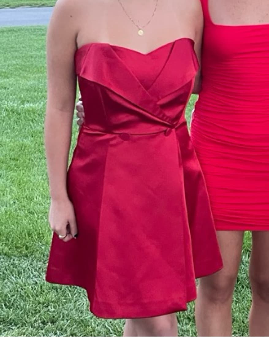 Zara Red Satin Mini Dress  - Image 4