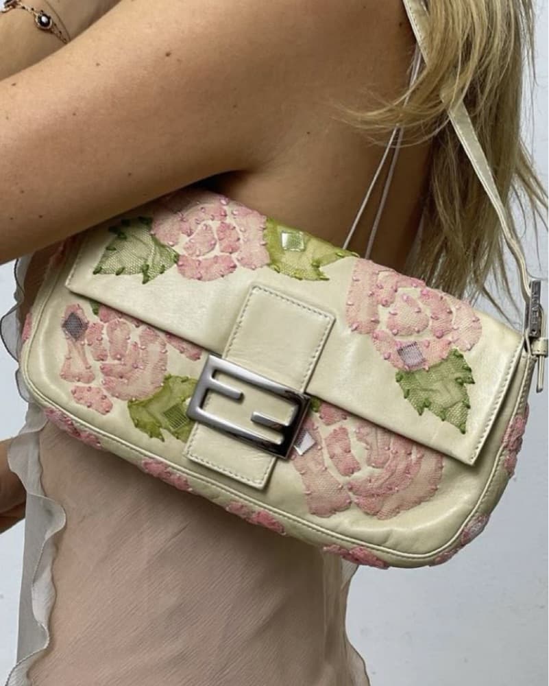 Fendi Floral Embroidered Baguette - Image 2