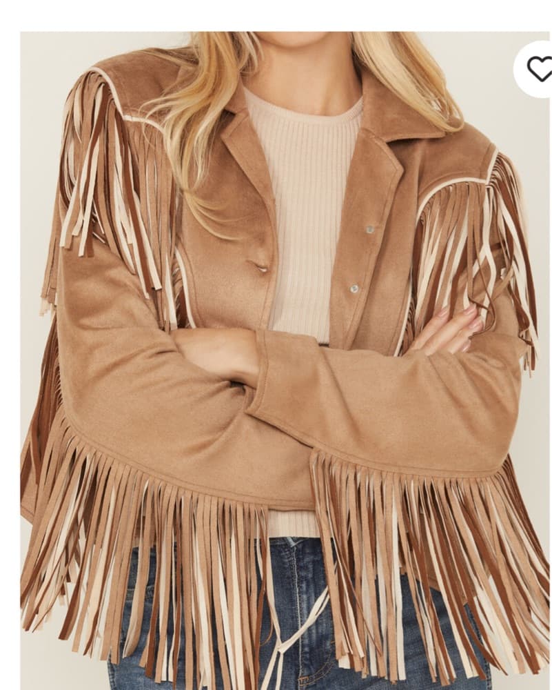 Tan Beige Faux Suede Fringe Jacket  - Image 4