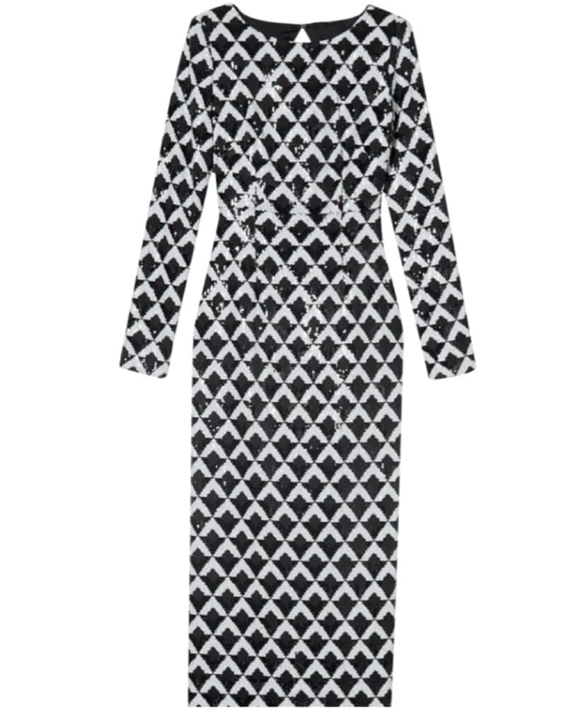 Geometric Patterned Backless Midi Dress - Image 2
