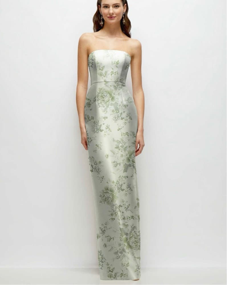 Alfred Sung Floral Satin Column Gown - Image 1