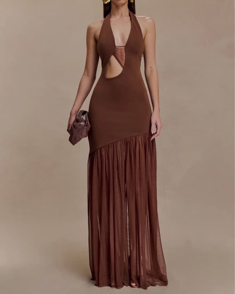Meshki Brown Maxi Dress - Image 1