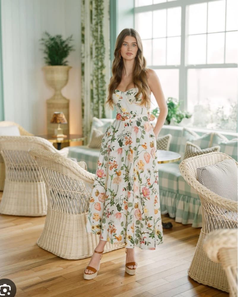 Exclusive: Calypso Dress in White Stems - Image 1