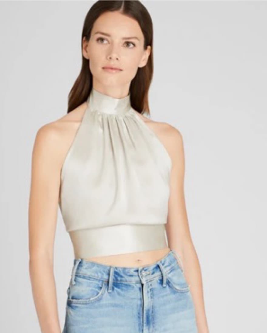Silk Charmeuse Tie Halter Top - Image 2