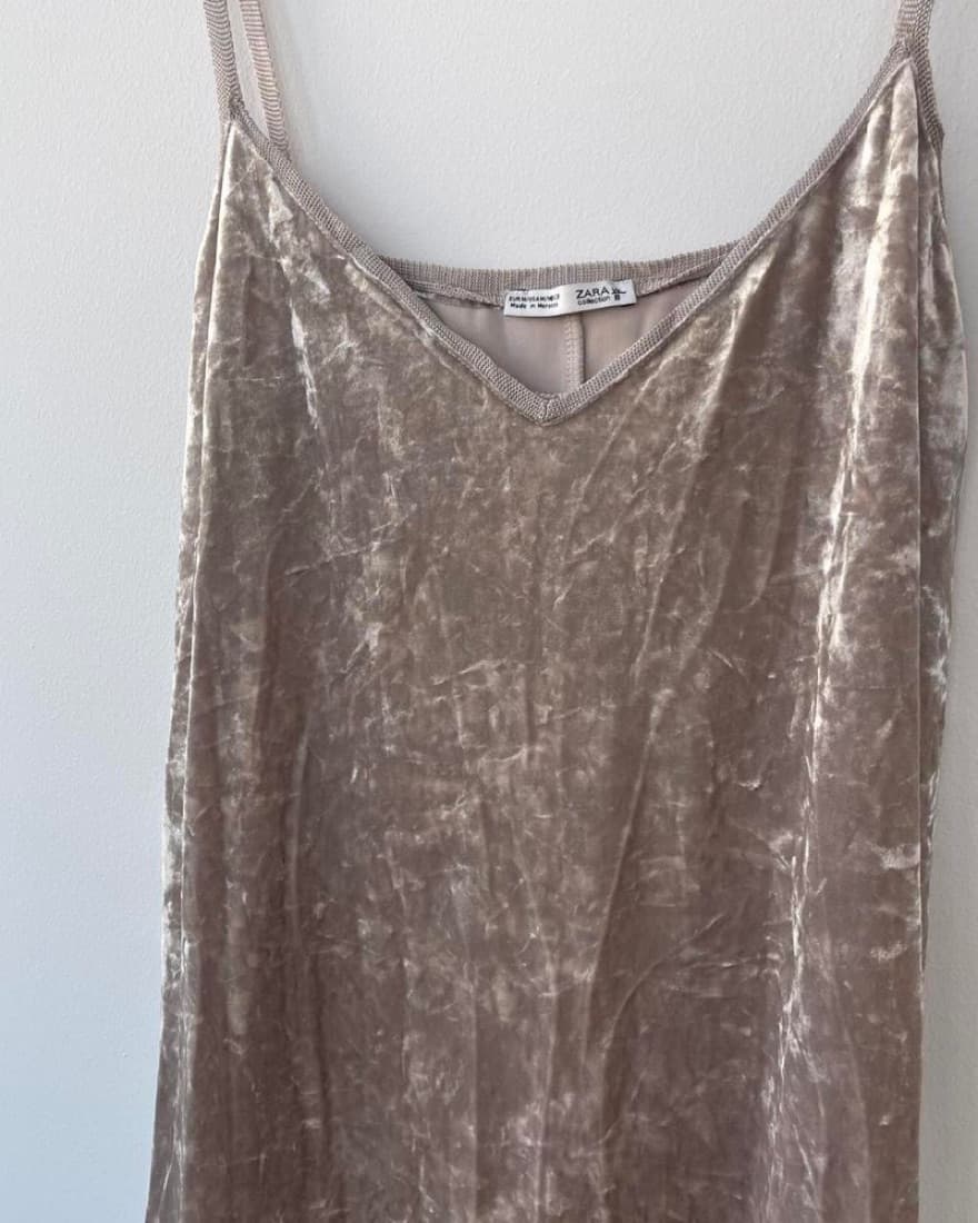 Zara Champagne Velvet Dress - Image 2