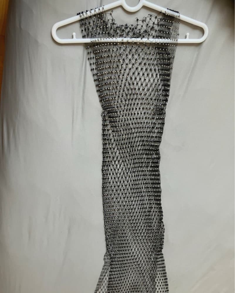 Glittering Beaded Lattice Dress Black  - Image 1