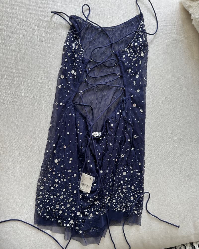 Free People Navy Sequin Dress - Image 2
