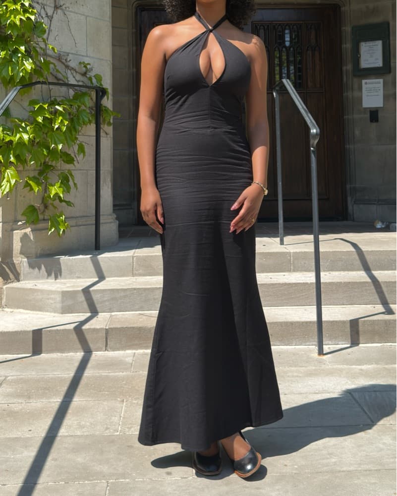 Black Halter Neck Dress - Image 1