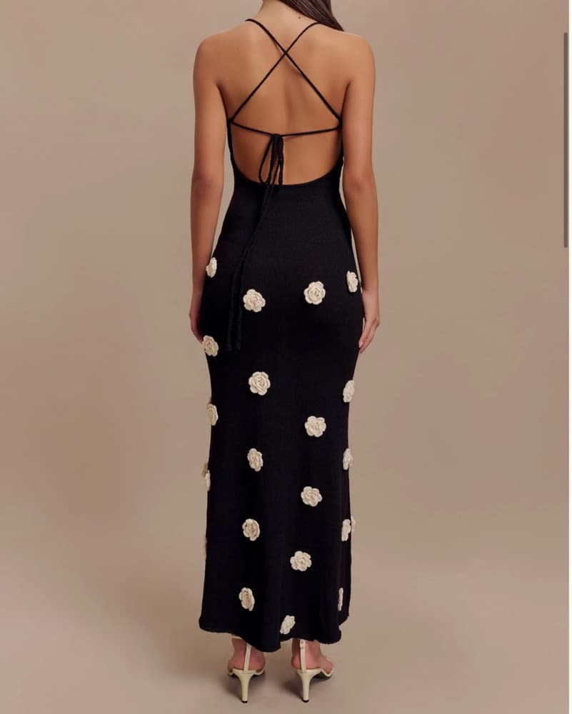 Meshki Crochet Maxi Dress With Flowers - Image 3